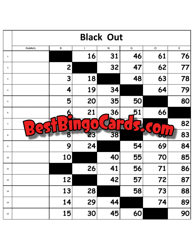 90 Ball Blackout Straight And Mixed