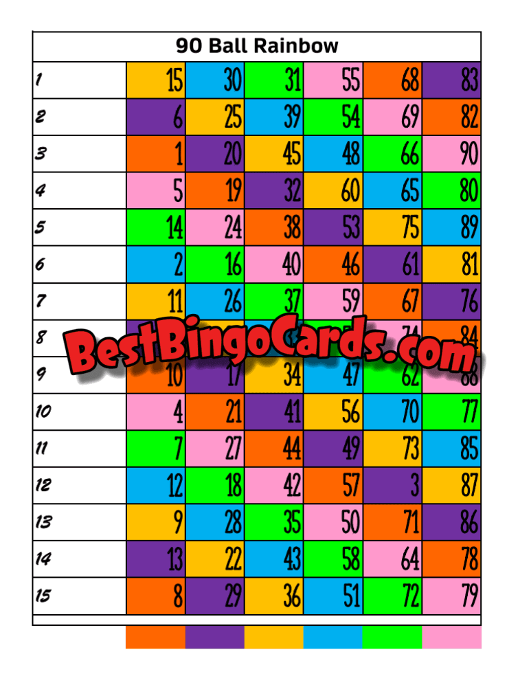 90 Ball Rainbow Straight And Mixed