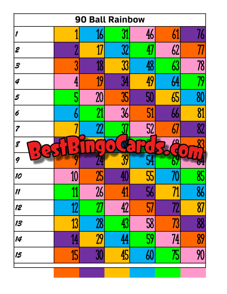 90 Ball Rainbow Straight And Mixed