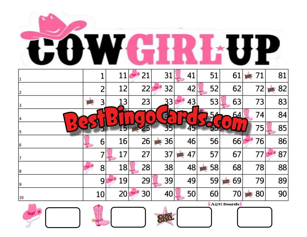Bingo Boards 1-10 Line Houdini - Cowgirl Up Straight Mixed 90 Ball Sets