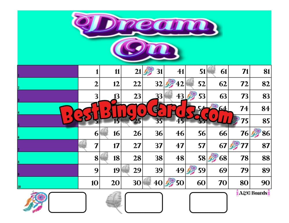 Bingo Boards 1-10 Lines - Dream On Straight Mixed 90 Ball Sets