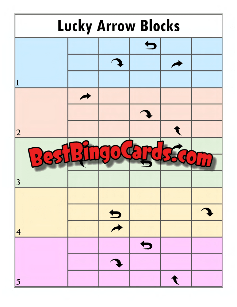 Bingo Boards 1-15 Line - Lucky Arrows Blank 75 Ball Sets
