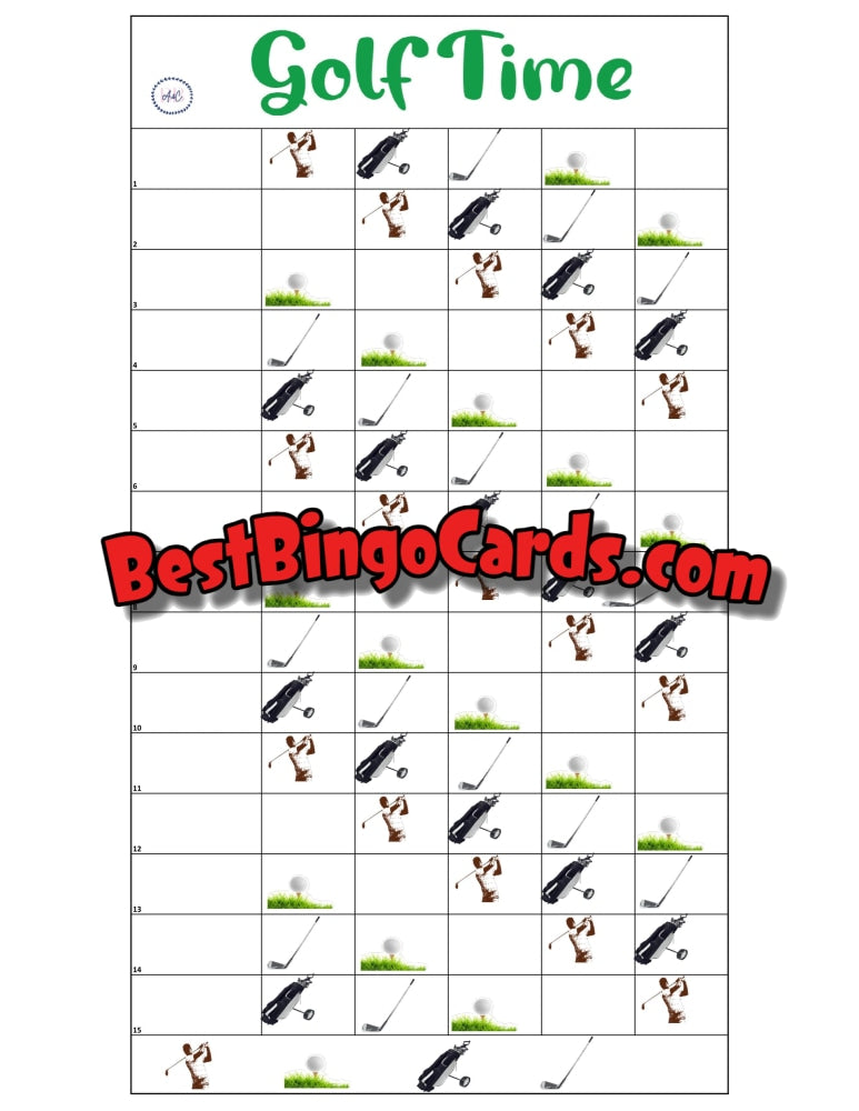 Bingo Boards 1-15 Lines - Golf Time Blank 75 Ball Sets