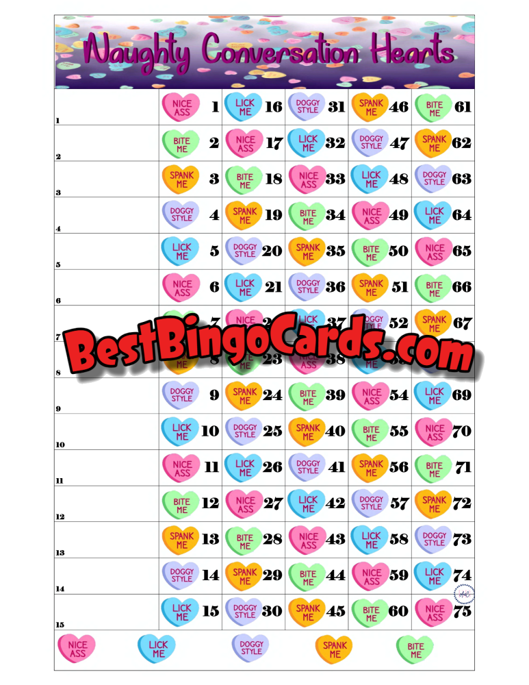 Naughty Conversation Hearts 15 Straight And Mixed