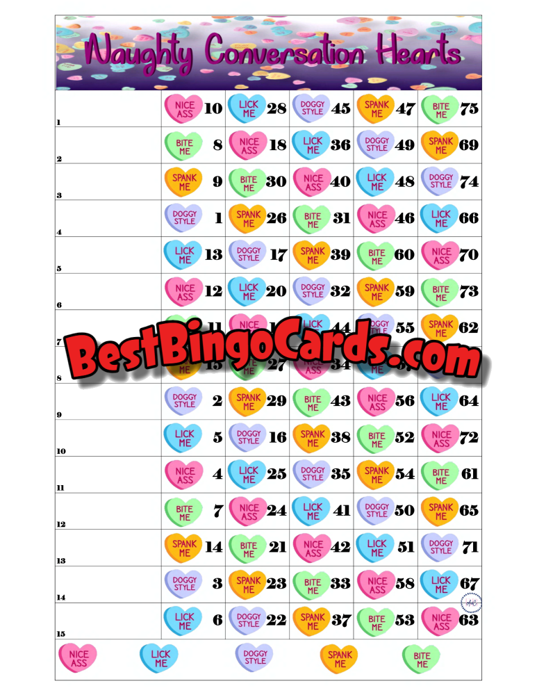 Naughty Conversation Hearts 15 Straight And Mixed