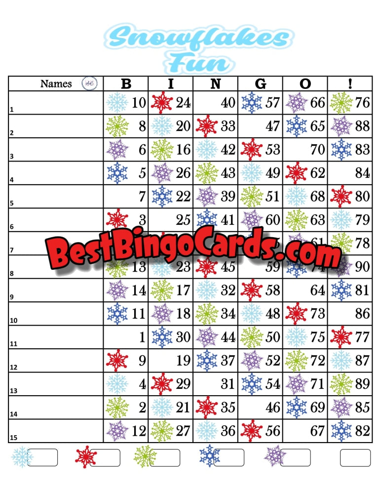 Snowflake Fun 15 Straight And Mixed 90 Ball