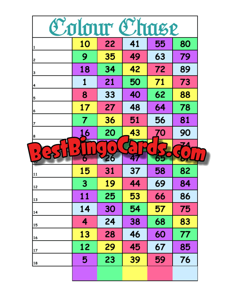 90 Ball Color Chase Straight And Mixed