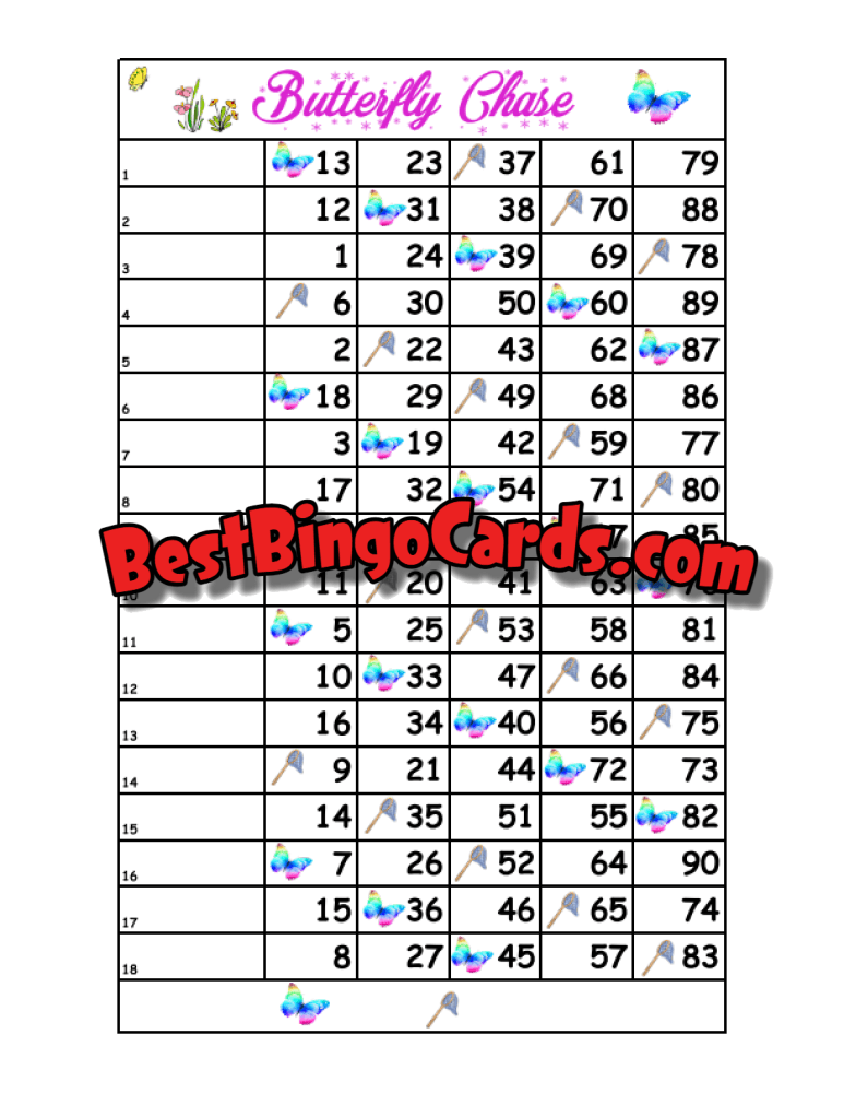 Butterfly Chase 18 Lines Straight Mixed
