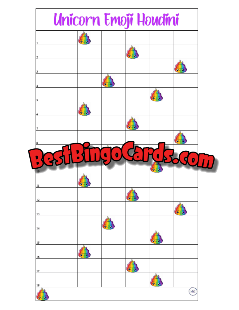 Houdini Unicorn Emoji 18 Lines Blank