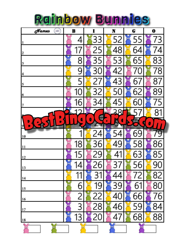 Rainbow Bunnies 18 Straight And Mixed