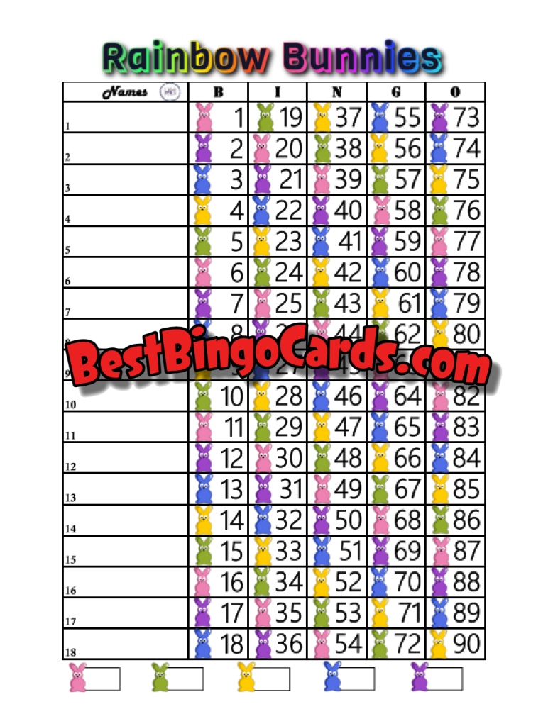 Rainbow Bunnies 18 Straight And Mixed