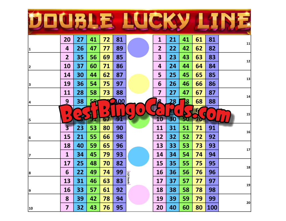 Bingo Boards 1-20 Player Double - Lucky Line Mixed 100 Ball Sets