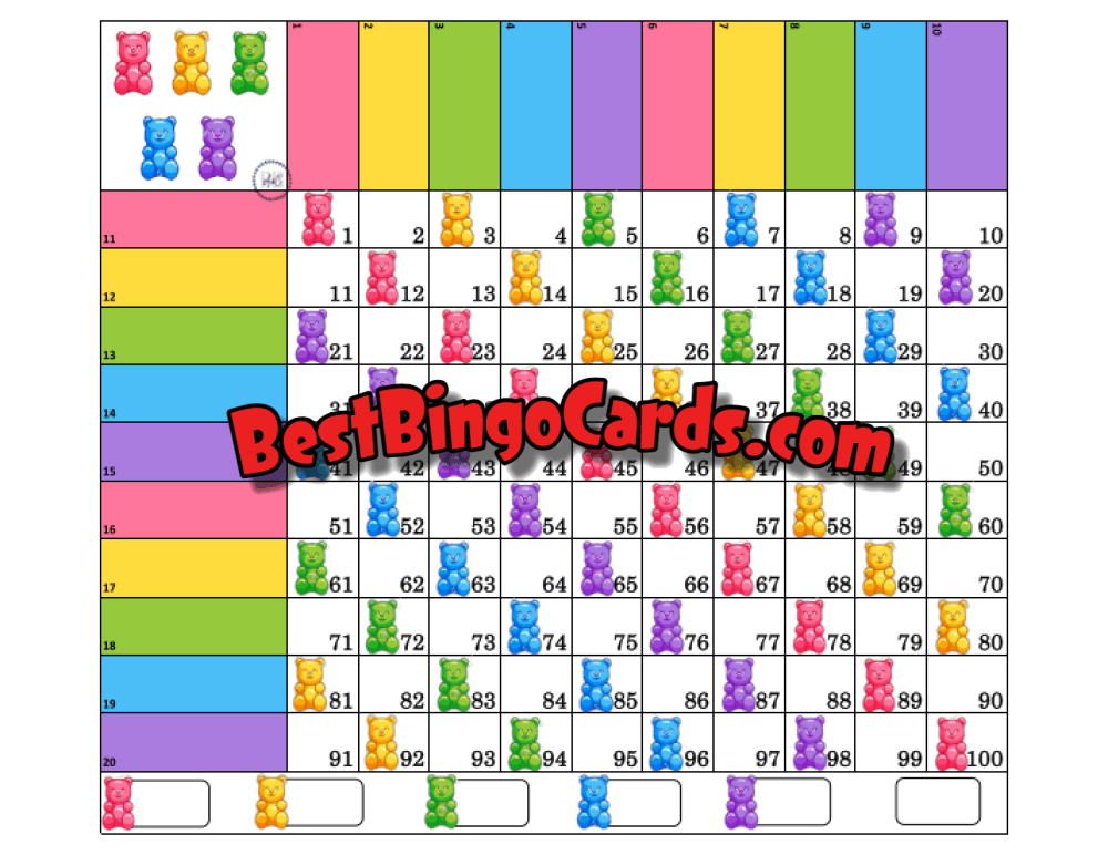 100 Gummy Bears Grid Straight And Mixed