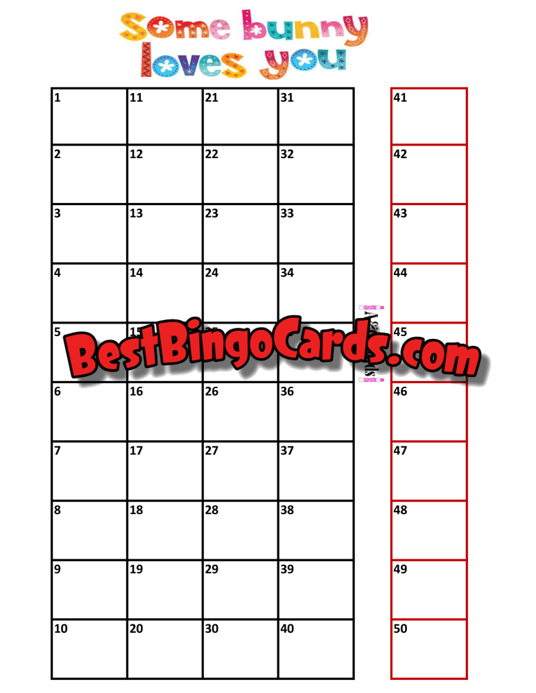 Bingo Boards 1-25 Player Hold - Bunnies Mixed 75 Ball Sets