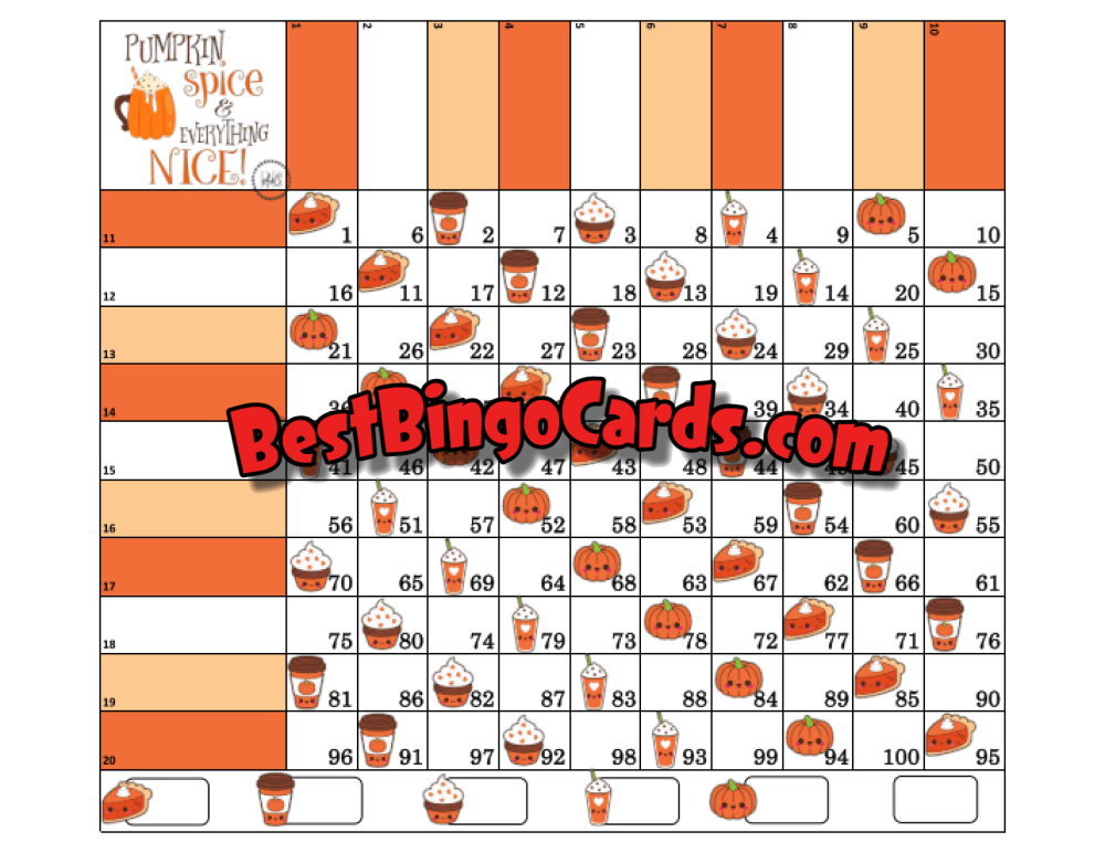 100 Pumpkin Spice Grid Straight And Mixed