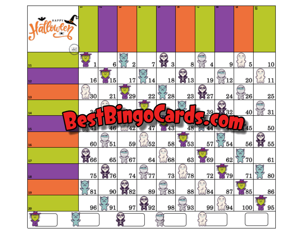 100 Halloween Grid Straight And Mixed
