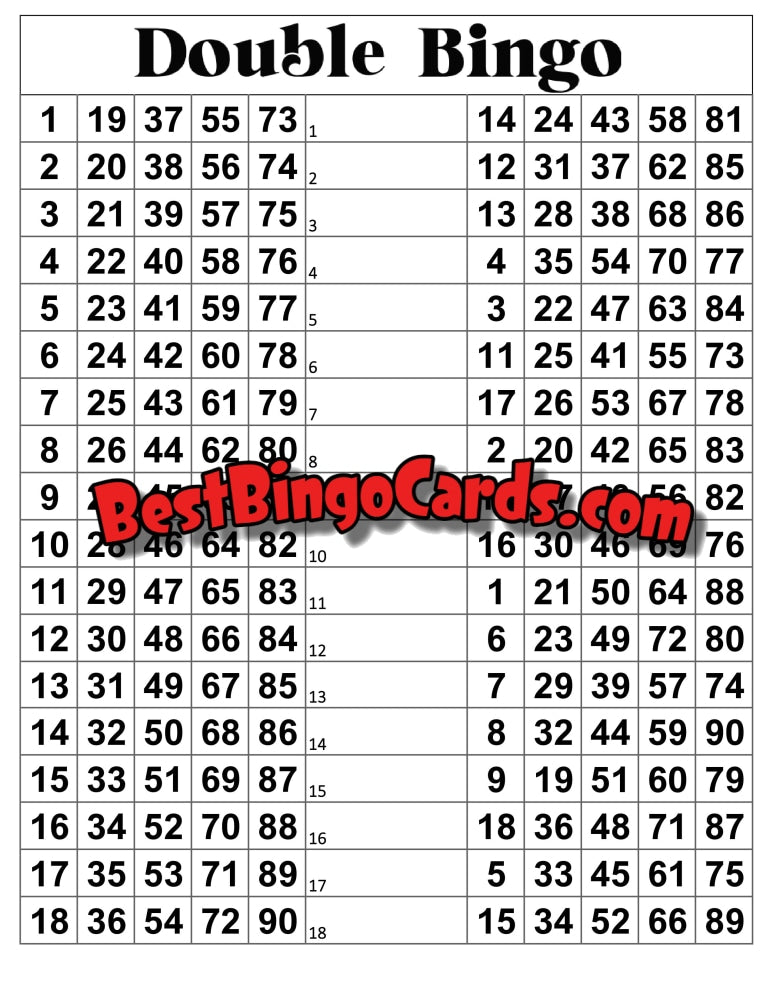 Bingo Boards 1-18 Lines - Double Board Straight Mixed 90 Ball Sets