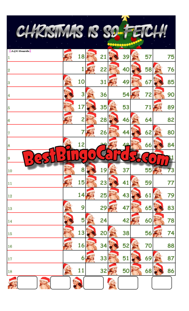 Bingo Boards 1-18 Line - Fetch Straight Mixed 90 Ball Sets