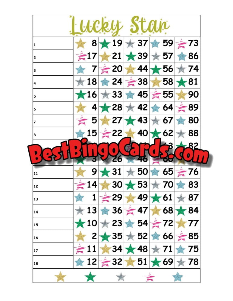 Lucky Star Bingo 1-18 Lines Straight And Mixed