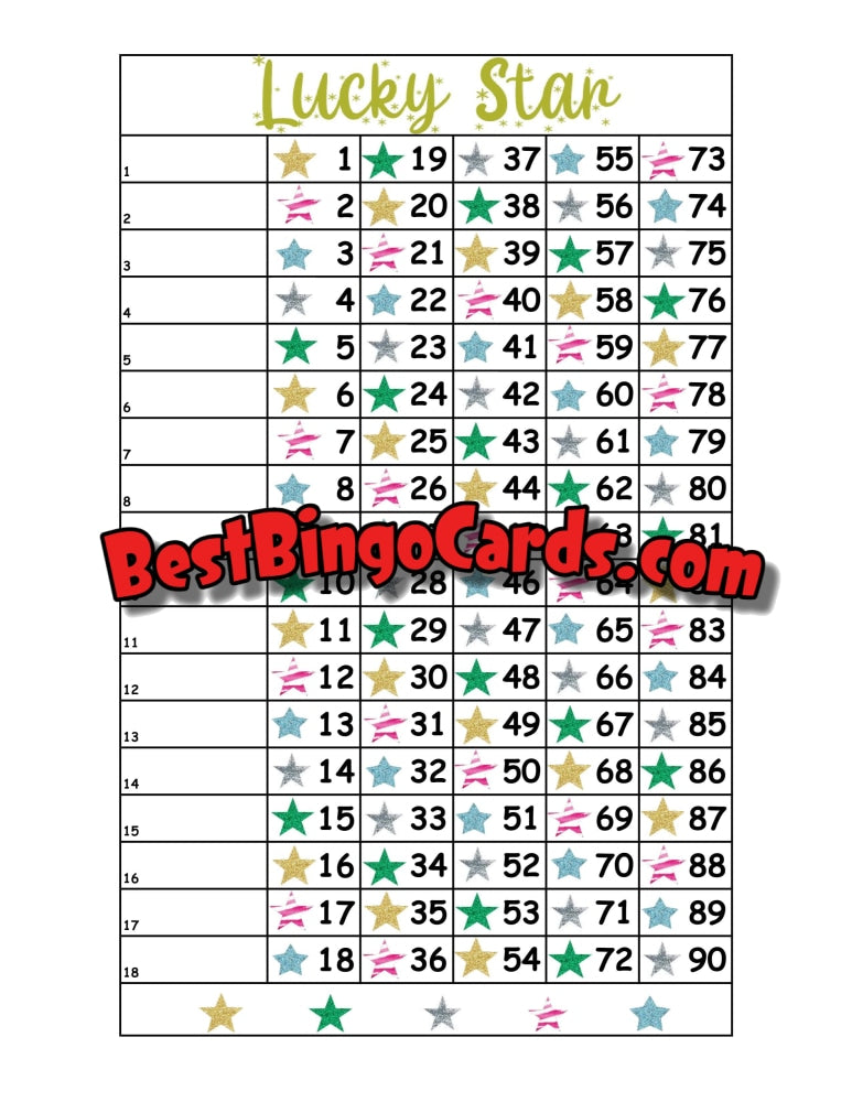 Lucky Star Bingo 1-18 Lines Straight And Mixed