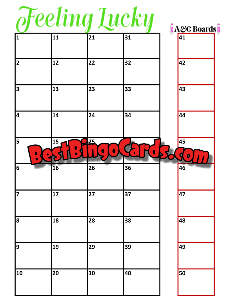 Bingo Boards 1-25 Player Holds - Feeling Lucky Mixed 75 Ball Sets